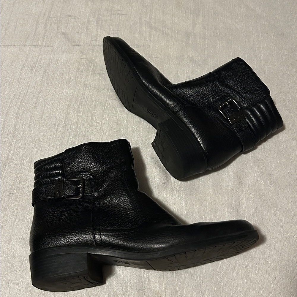 Anne Klein Sport Black Leather Ankle Bootstraps - Picture 5 of 8